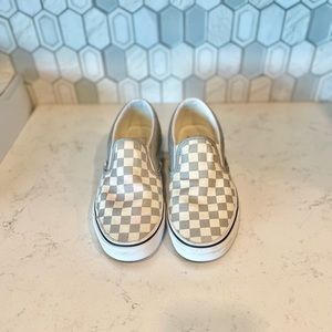 Like New Vans Slip On Silver/true White Checkerboard